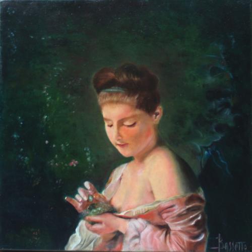 jeune fille au nid (30x30)